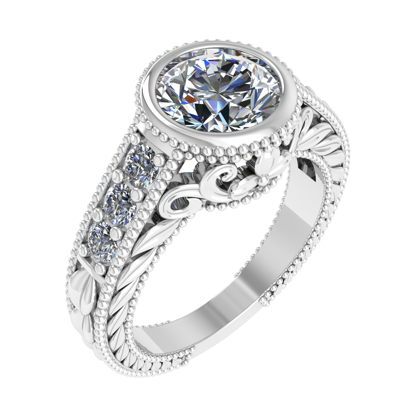 DESIGNER 7.40mm ROUND ENGAGEMENT RING